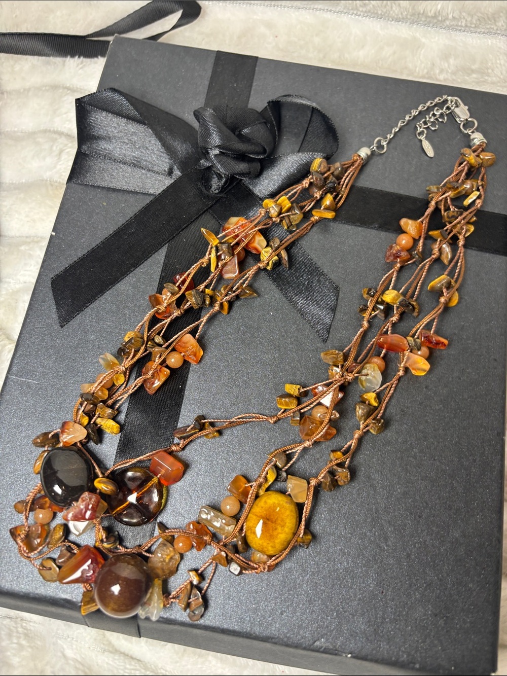 Esmor Multistrand Amber-Tone Beaded Statement Necklace - Women Jewelry